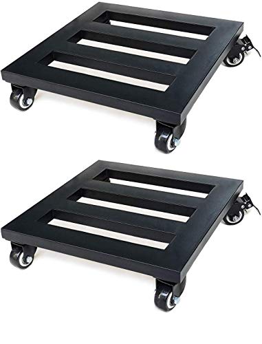 THE BESTSELLERS 29549 Heavy Duty Metal Plant Stand with Wheels, Square Iron Plant Caddy on Wheels Outdoor Flower Pot Rack on Rollers Fully Assembled (Black, 12