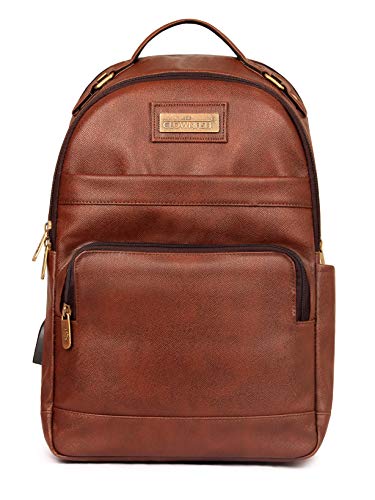 THE CLOWNFISH Victor 27 liters Vegan Leather Mature Unisex Laptop Backpack for 14 inch Laptop (Amber)