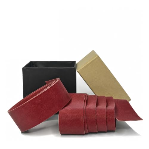 The Grit Co. Leather Grip Wrap for Motorcycle Handle bar - Bike Handlebar Universal Grips (Royal Red)