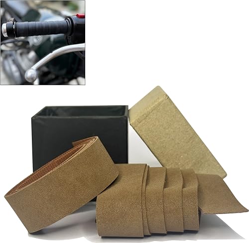 The Grit Co. Leather Grip Wrap for Royal Enfiield, Triumph, KTM, TVS, etc. | Motorcycle Handle bar Grips - Bike Handlebar Universal Grips (Mocha Brown)
