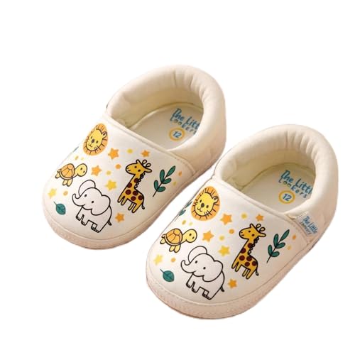 THE LITTLE LOOKERS Shoes for Baby | Cotton Shoe | Footwear | Prewalking Shoes for Babies | Soft & Comfortable Sole | Baby Walker Booties for Infants, Babies (Unisex) (Off White_Giraffe, UK Footwear Size System, Infant, Men, Age Range, Medium, 9 Months, 12 Months)