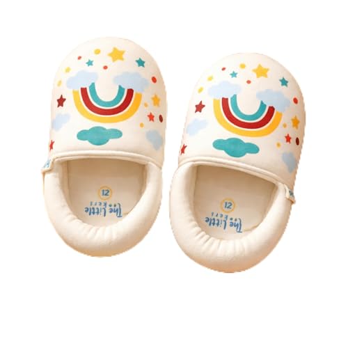 THE LITTLE LOOKERS Shoes for Baby | Cotton Shoe | Footwear | Prewalking Shoes for Babies | Soft & Comfortable Sole | Baby Walker Booties for Infants, Babies (Unisex) (Off White_Rainbow, UK Footwear Size System, Infant, Men, Age Range, Medium, 0 Months, 3 Months)