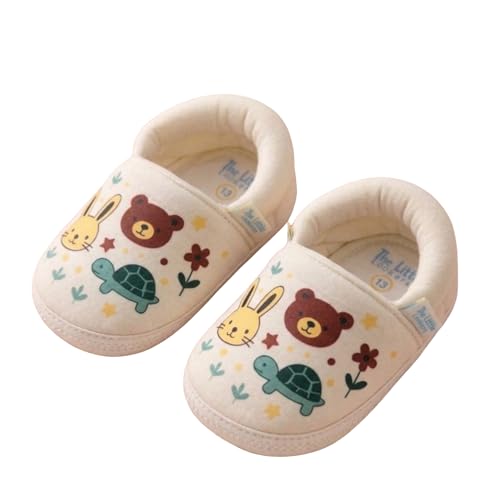 THE LITTLE LOOKERS Shoes for Baby | Cotton Shoe | Footwear | Prewalking Shoes for Babies | Soft & Comfortable Sole | Baby Walker Booties for Infants, Babies (Unisex) (Off White_Tortoise, UK Footwear Size System, Infant, Men, Age Range, Medium, 9 Months, 12 Months)