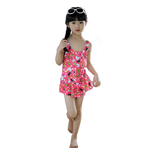 THE MORNING PLAY Infant Girl's Poly Cotton 1 Piece Swimsuit Swimwear Swimming Costume Baby Girls for 2 Years to 10 Years (Pink, 1-2 Years)