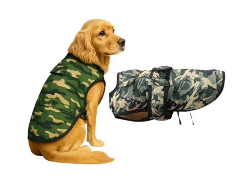 The Pets Company Dog Winter Coat, Jacket, Clothes, Windproof, Light Weight, Washable, Ultra Warm Thick Fleece Lined Dog Vest for Cold Weather Protection, (Camouflage, Medium - 18 Inch)