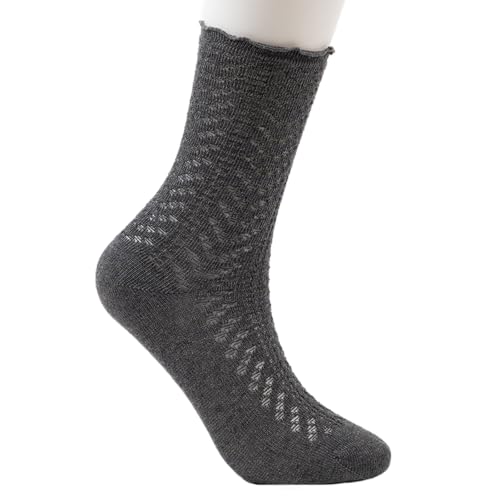 Theater Women Grey Textured Mesh Socks | Soft, Stretchable & Breathable | Comfortable for Casual Wear