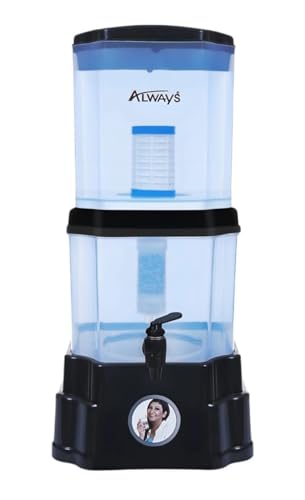 THEMS Gravity Water Purifier | UF Technology Based | Non-Electric & Chemical Free | Counter Top | 5L Top + 5L Bottom Storage (Black)