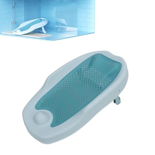 Tickle Tums Folding Bath tub for New Born Baby Bather Ergonomically Designed Collapsible Bath Chair for New Born Baby tub Anti Slip Silicone Baby seat 0-6 Months Essential Baby Bath Time Accessory Blue
