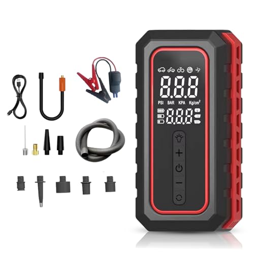 TOMAHAWK JSI-9695 Multi-Function Car Jump Starter | 8000 mAh Powerbank + 150 PSI Air Compressor + LED Light | 400A Portable Engine Booster (800A Peak)