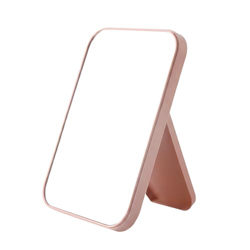 TOMATUS Mirror with Stand | Glass Rectangle Cosmetic Standing Mirror for Makeup, Portable for Travel, Camping, Home (Pink - Pack of 1, Rectangular, Floor Mount, Framed)