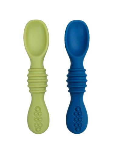 TONY STARK Baby Silicone Spoon Set of 2, Spoons Feeding, Weaning Spoon for Baby 6 to 12 Months, Gum Friendly, BPA Free, Soft & Durable Self-Feeding Spoons