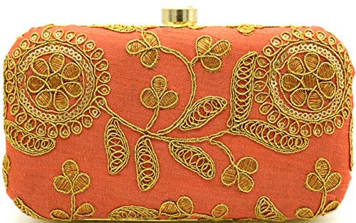 Tooba Women's Clutch (Peach) (Peach round fabric 7x4)