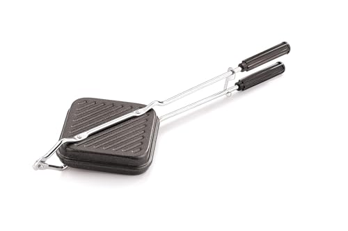 Tosaa Non-Stick Sandwich Toaster for Gas Stove | Grill & Toast Sandwiches in Minutes | Double-Coated Non-Stick | Durable & Easy to Use | Black Sandwich Maker
