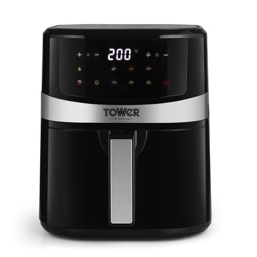 Tower Vortx 4.5L Digital Air Fryer | 1600W | 10 Preset Menus | Cook Samosa, Tikka, Fries & More Oil-Free | 50–200°C | 60-Min Timer | Pre-Heat Mode | 2 Yr Warranty | 9000+ Happy Customers