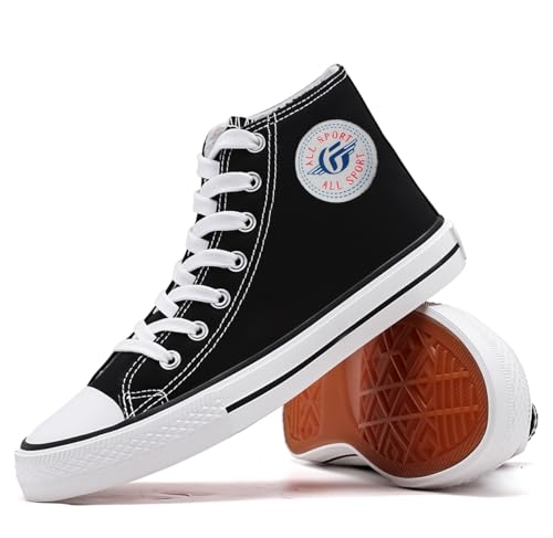 TrenDuty Long High Top Canvas Men Sneakers Black (UK 8) Shoes