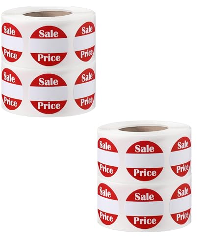 True-Ally 2000 PCS Round Sale Price Labels Garage Yard Sale Stickers 1 Inches / 25mm Round Red Self Adhesive Discount Pricing Retail Stickers for Retail Store (2 Roll (2000 Labels))