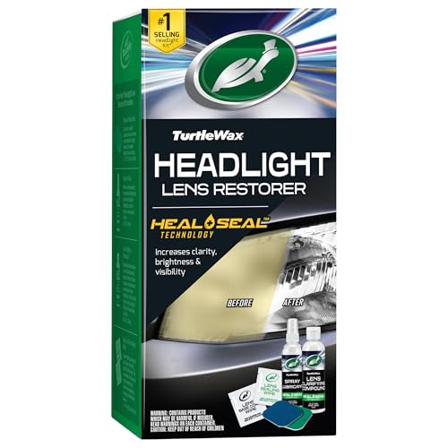 Turtle Wax Car Headlight Restoration Kit, Removes Oxidation and Yellowing, Complete with Polishing Pad, Repair Compound and 2 Ceramic Sealing Wipes, Max Visibility, Safer Driving, 12 Months Protection