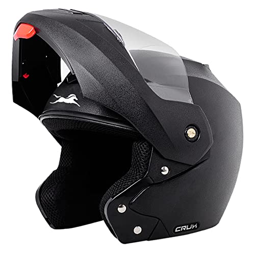 TVS Flip-up Modular Helmet for Men & Women | Matt Finish, Clear Visor | ISI Certified | Size XL | Black