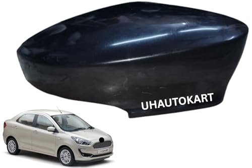 UHAUTOKART Car Side Mirror Cover/Cap/Scalp Compatible With Ford Figo Aspire For Left side In Unpainted Black Finish.