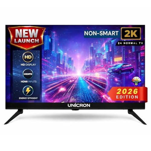 UNICRON 24 Inch HD Ready LED TV | Non-Smart TV | Crystal Clear Display | HDMI & USB Ports | Slim Design | Energy Efficient | Ideal for Home & Office