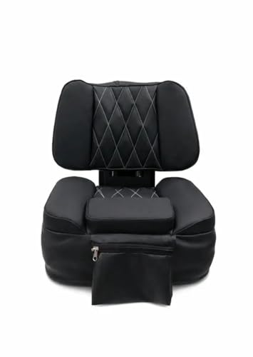 Universal Tractor Seat Cover with Storage, Red and Black, PU Leather, Quilted Design, Compatible with Massey Ferguson, John Deere, Swaraj