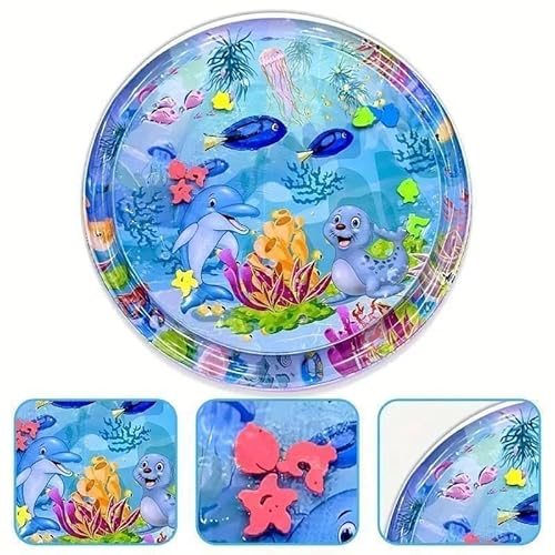 UPLEVELBUCKET Interactive Water Mat for Cats & Dogs – Portable Non-Slip Cooling Play Mat for Kittens, Puppies & Small Pets | Cute Cartoon Sensory Water Toy | Fun Indoor Activity Pad (Multicolor)