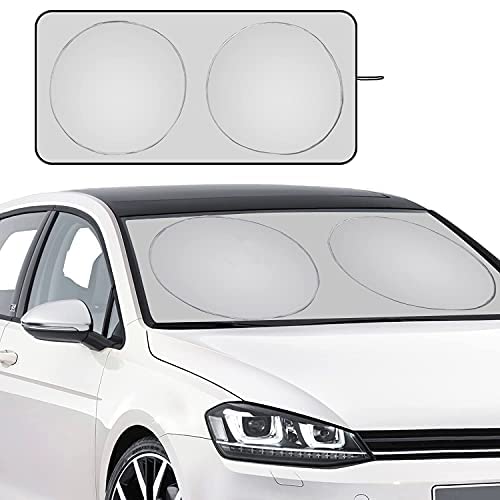 URAQT Car Front Window Sunshades, Car Sun Shade, Front Windshield Shades Block UV Ray Sun Visor Protector for Car Big or Small, Easy to Fold and Store, 59''x27.5'', Silver