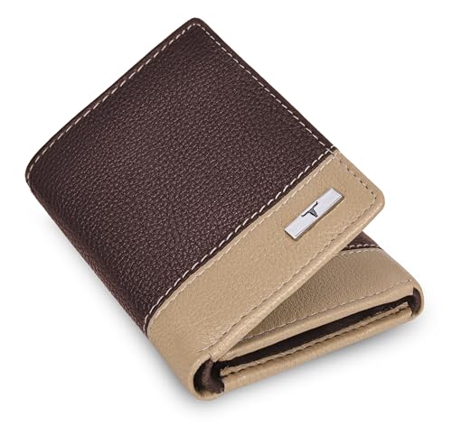 URBAN FOREST Travis Brown/Beige Leather Wallet for Men