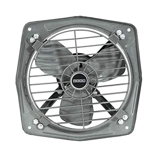 Usha Aeroclean 300 mm (12‑Inch) Exhaust Fan | Goodbye Oil & Dust Lacquer Coating | 100% Copper Motor | Scratch‑&‑Stain‑Resistant | Aerodynamically Balanced Blades | 2‑Year Warranty| Metallic Grey