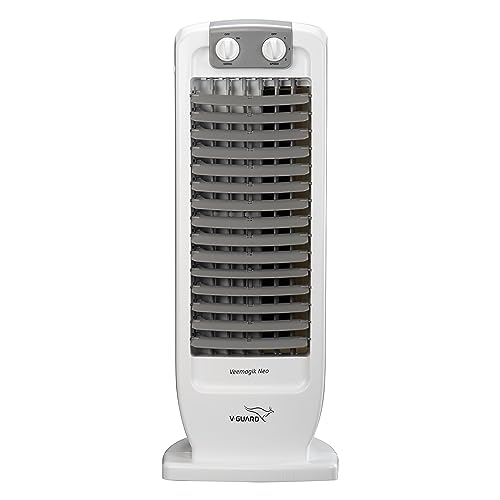V Guard Veemagik Neo 17 (43.5cm) Tower Fan | 1300 RPM | 2401 CFM Air Flow | (Grey White) | 18-Months Warranty