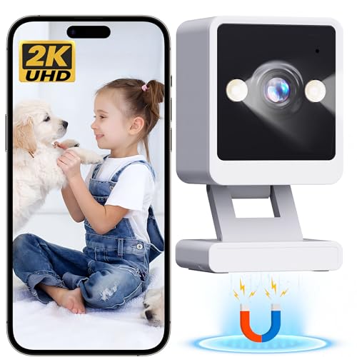 vebiliki Indoor Camera, 2K Cameras for Home Security with Color Night Vision & Siren, 2-Way Audio for Pet/Dog/Baby/Nanny, 2.4GHz WiFi Camera, Cloud & SD Card Storage, Works w/Alexa, Magnetic Base
