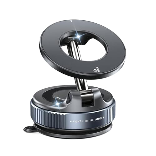 VeeDee Magnetic Car Phone Mount – 360° Vacuum Suction Magnetic Phone Holder for Car Dashboard & Windshield – Universal Multi-Surface MagSafe Car Mount for Home, Gym Mirror & Shower