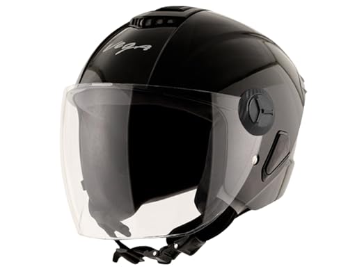 Vega Aster Dx ISI Certified Full Face Motorcycle Helmet with Durable ABS Outer Shell High Density EPS Liner Scratch Resistant Visor Quick Release Buckle Comfortable Inner Padding Black Helmet-L