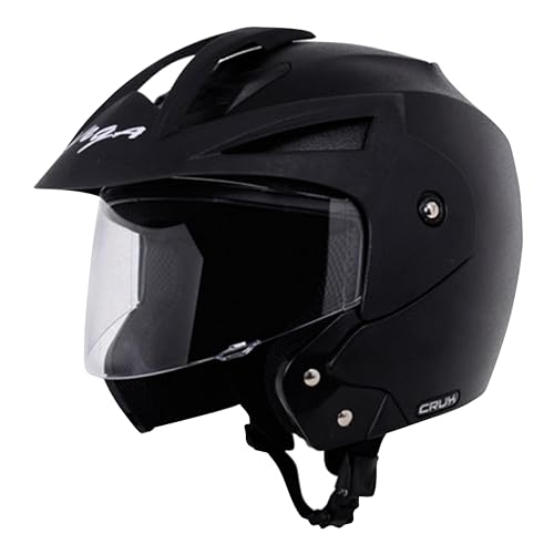 Vega Crux ISI Certified Flip-Up Helmet for Men and Women with Clear Visor(Black, Size:M)