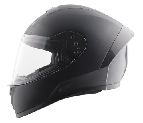 Vega Ranger ISI Certified Texture Finish Lightweight Full Face Helmet for Men and Women with Scratch and UV Resistant Clear Visor-Black-M