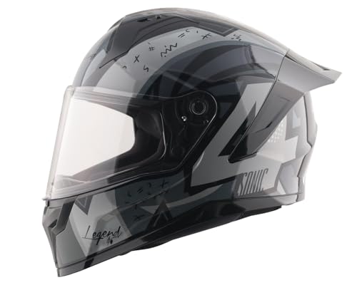 Vega Sonic Saw Full Face Motorcycle Helmet with Shock Absorbing Liner, Comfortable Interior, Lightweight Shell, Aerodynamic Design, Ventilated Fit, and Trendy Black Blue Finish Black Blue-M