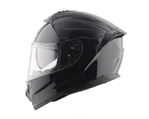 Vega Zap D/V Full Face Riding Helmet with Dual Visor, Shock Absorbing Liner, Comfortable Interior, Lightweight Shell, Aerodynamic Design, and Modern Black Styling Black-L