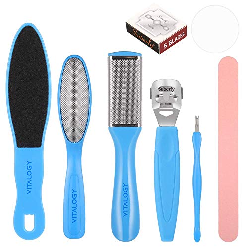 Vitalogy - Pedicure Tools for Feet - 8 in 1 Pedicure Kit | Foot Scrubber for Dead Skin, Callus Remover, Foot Scraper, Foot File, Pitchfork, Filer for Nail Repair - 1 Set
