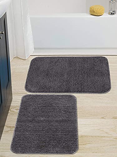 VNQ (Pack of 2 Microfiber Door Mats for Bathroom Home Living Room Kitchen Office Bedroom Balcony ETC. Anti Skid Water Soak Dirt Mud Trapper (2 Peace)