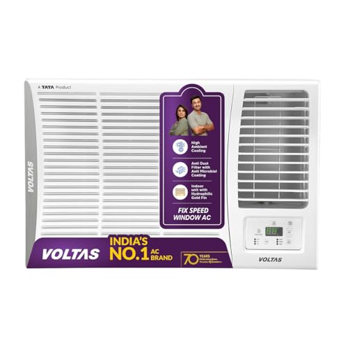 Voltas 1.5 ton 2 Star Fixed Speed Window AC (Copper, Anti Dust Filter, 2-Way Air Swing, Memory Restart, Sleep Mode (182FS ELITE, White)