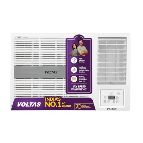 Voltas 1.5 ton 2 Star Fixed Speed Window AC (Copper, Anti Dust Filter, 2-Way Air Swing, Memory Restart, Sleep Mode (182FS PEARL, White)