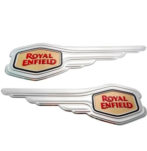 VTRUST Petrol Tank Fuel Tank Monogram Logo Compatible for Royal Enfield Bullet Standard 350 cc, Set of 2, Golden Colour