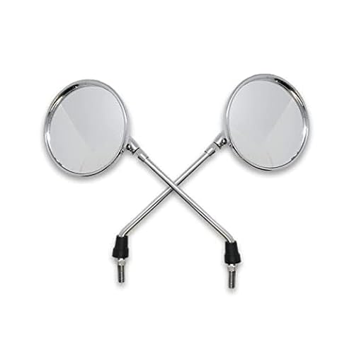 VTRUST Shatterproof Rear View Mirror Compatible for Royal Enfield Classic 350 & Classic 500 | Chrome Finish | Left & Right Side | Heavy Duty Metal Stem | Clear Wide View Bike Side Mirror Set