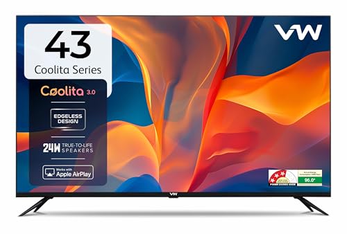 VW 109 cm (43 inches) Linux Frameless Series Full HD Smart LED TV VW43C3