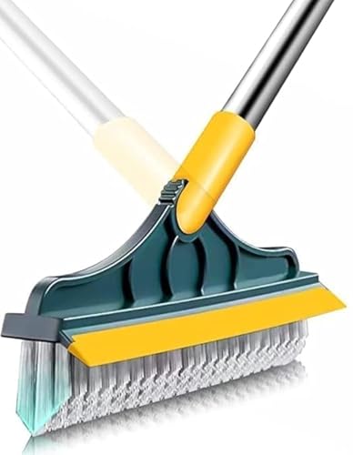 VYOOx Toilet Cleaning Brush with Wiper | 2-in-1 Bathroom Cleaning Brush | Long Handle Floor Scrub Brush for Tiles, Bathroom & Toilet Cleaning | Bathroom Cleaning Accessories
