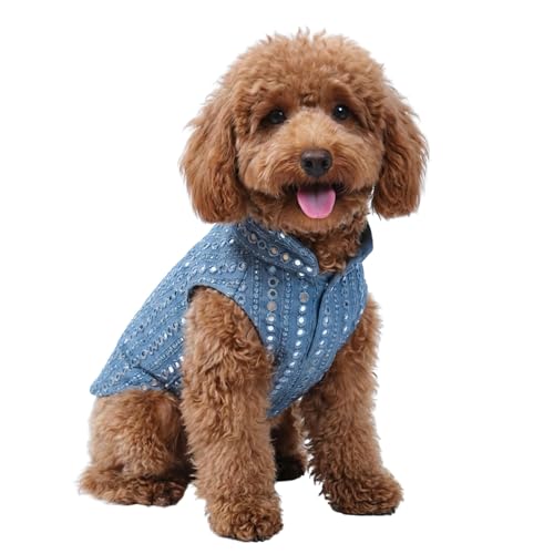 Wag & Wilder Dog Kurta – Small, Medium & Large Dogs (Shih Tzu to Golden Retriever) – Cotton Ethnic Outfit with Mirror Work, Lightweight & Breathable, Easy Velcro Fastening (Dusky Blue, M)
