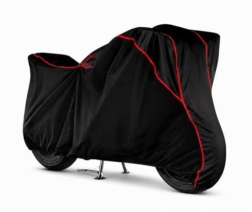 Water Resistant Bike Cover Dustproof UV Protection Bike Body Cover Campatible with TVS Apache RTR 160 All-Weather Protection with Piping (Black with RED Piping)
