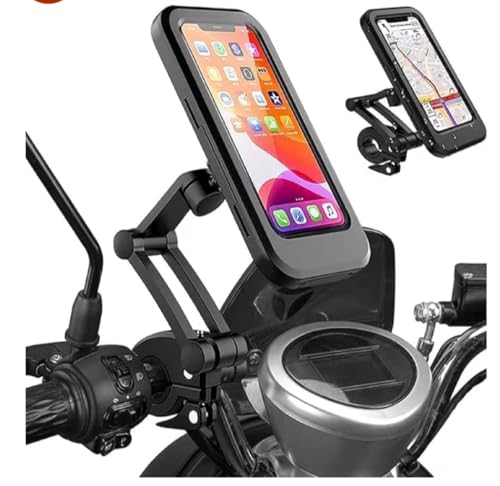 Waterproof Bike Phone Mount with 360° Adjustable Dual-Ball Joint Arm, Weatherproof Case, Dust and Sun Proof, for Motorcycle Handlebar Navigation