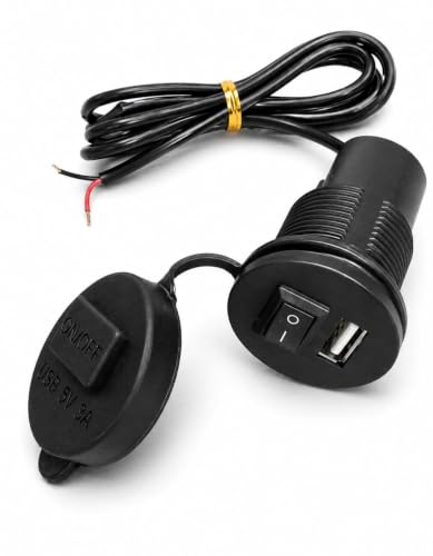 Waterproof Mobile USB Charger | Adapter Socket | Fast Charging Output : 5V-1.5A | Switch On/Off Button with Silicone Cover for Bike and Scooty