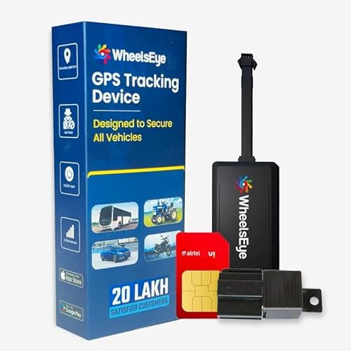 Wheelseye Vehicle GPS Tracking Device with Free 1 Year App Subscription with Remote Lock, Live Tracking & Geofencing – SIM Card Included - Compatible with Cars and Bikes
